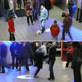 ACCESS in the Eindhoven's train station as part of GLOW, Eindhoven, Netherlands, 2009 | Photo: Marie Sester