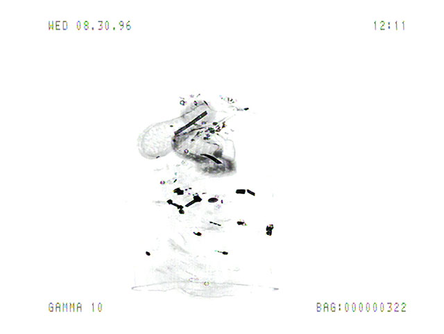 Luggage_X_3_3_4 (1996/2011), Marie Sester. Still from the Luggage_X_3_3 video recordings at Orly Airport, Paris Digital print 7.11" x 9.45" (18.06 cm x 24 cm), Edition of 20